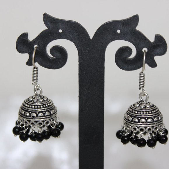 Black Oxidised Jhumki Earrings - Picture 2 of 2